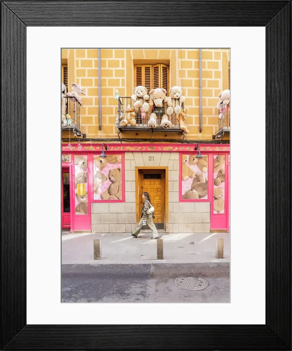 Framed Print : A woman walking in Calle de la Cava Baja, Madrid, Spain