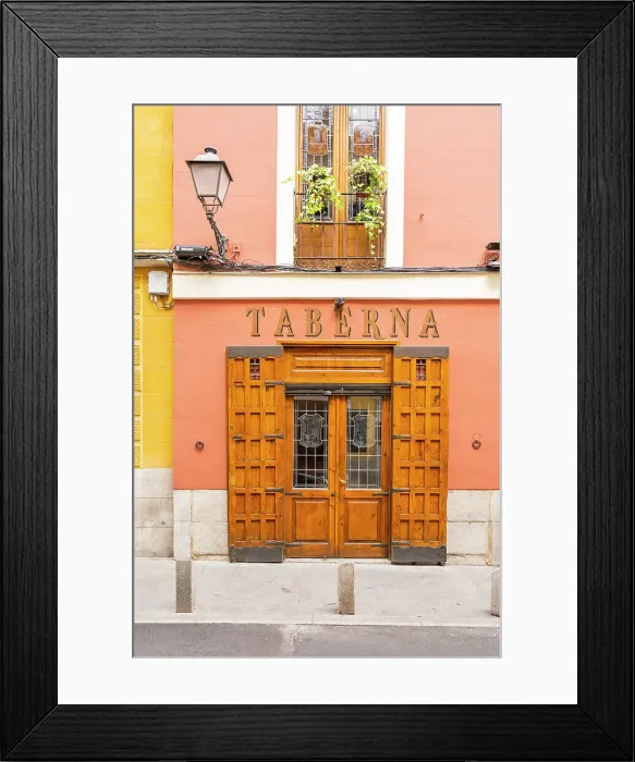Framed Print : Restaurant facade, Madrid, Spain