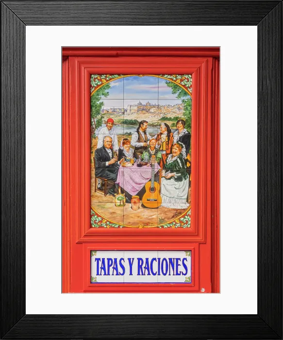 Framed Print : Colourful signage outside a restaurant in Madrid, Spain Framed Print : Colourful signage outside a restaurant in Madrid, Spain