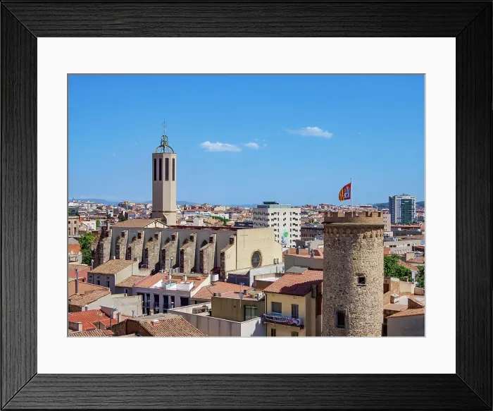 Framed Print : Cathedral of Sant Esperit and Torre del Palau, elevated view, Terrassa, Catalonia, Spain Framed Print : Cathedral of Sant Esperit and Torre del Palau, elevated view, Terrassa, Catalonia, Spain