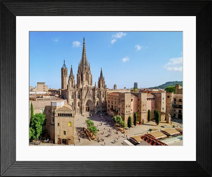 Framed Print : Metropolitan Cathedral Basilica of the Holy Cross and Saint Eulalia, elevated view, Gothic Quarter, Barcelona, Catalonia, Spain Framed Print : Metropolitan Cathedral Basilica of the Holy Cross and Saint Eulalia, elevated view, Gothic Quarter, Barcelona, Catalonia, Spain