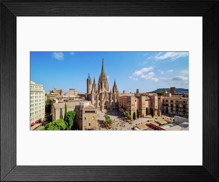 Framed Print : Metropolitan Cathedral Basilica of the Holy Cross and Saint Eulalia, elevated view, Gothic Quarter, Barcelona, Catalonia, Spain Framed Print : Metropolitan Cathedral Basilica of the Holy Cross and Saint Eulalia, elevated view, Gothic Quarter, Barcelona, Catalonia, Spain