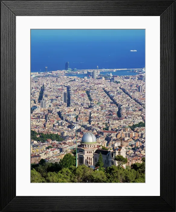 Framed Print : Fabra Observatory and Barcelona Cityscape seen from Mount Tibidabo, Barcelona, Catalonia, Spain