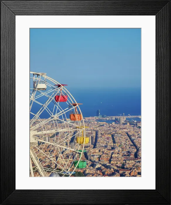 Framed Print : Giradabo Ferris Wheel at sunset, Tibidabo Amusement Park, Mount Tibidabo, Barcelona, Catalonia, Spain Framed Print : Giradabo Ferris Wheel at sunset, Tibidabo Amusement Park, Mount Tibidabo, Barcelona, Catalonia, Spain