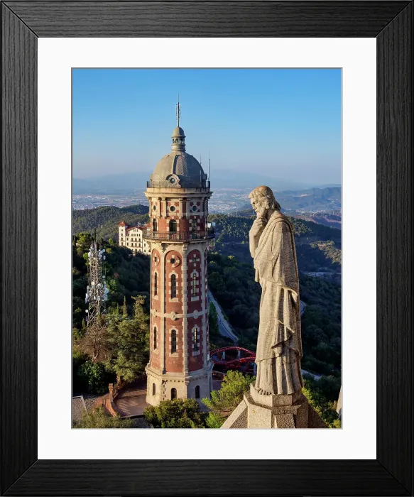 Framed Print : Sculpture at the Temple Expiatori del Sagrat Cor and Torre de les Aigues de Dos Rius, Mount Tibidabo, Barcelona, Catalonia, Spain Framed Print : Sculpture at the Temple Expiatori del Sagrat Cor and Torre de les Aigues de Dos Rius, Mount Tibidabo, Barcelona, Catalonia, Spain