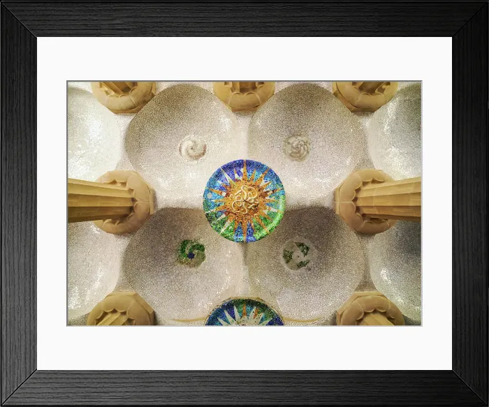 Framed Print : Hypostyle Room, ceiling, Park Guell, Barcelona, Catalonia, Spain Framed Print : Hypostyle Room, ceiling, Park Guell, Barcelona, Catalonia, Spain