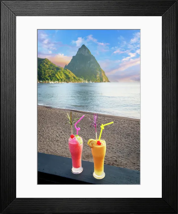 Framed Print : Stunning view of the Pitons (Petit Piton & Gros Piton) from an elevated viewpoint with the rainforest and bay of Soufriere in the foreground. Soufriere, Saint Lucia Framed Print : Stunning view of the Pitons (Petit Piton & Gros Piton) from an elevated viewpoint with the rainforest and bay of Soufriere in the foreground. Soufriere, Saint Lucia
