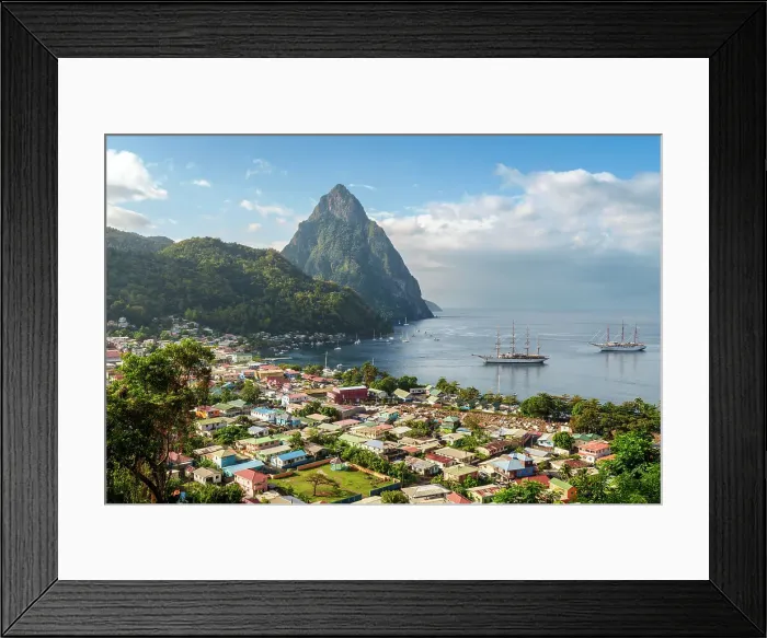 Framed Print : Sailboats and Piton Mountain Views Soufriere, Saint Lucia Framed Print : Sailboats and Piton Mountain Views Soufriere, Saint Lucia