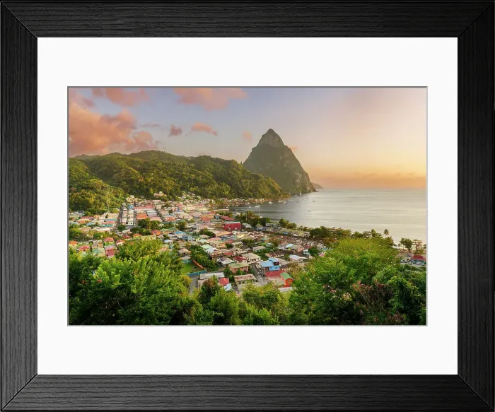 Framed Print : Sunset Piton Mountain Views Soufriere, Saint Lucia Framed Print : Sunset Piton Mountain Views Soufriere, Saint Lucia