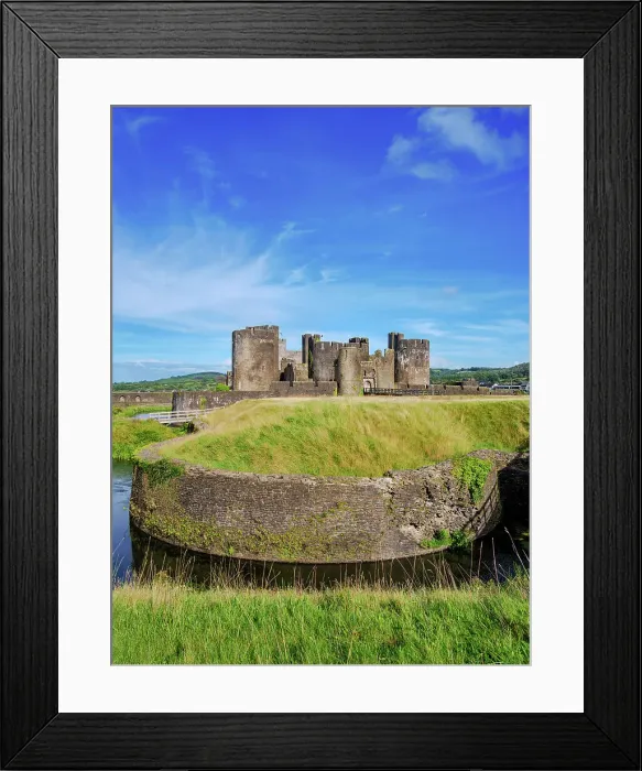 Framed Print : Caerphilly Castle and Moat, Caerphilly, Wales, United Kingdom Framed Print : Caerphilly Castle and Moat, Caerphilly, Wales, United Kingdom