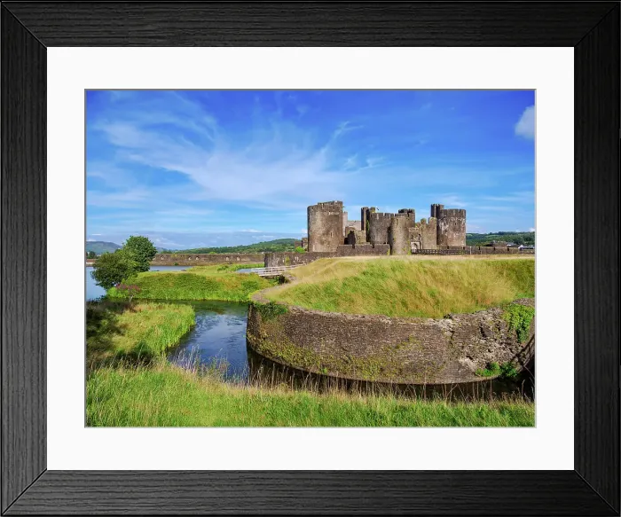 Framed Print : Caerphilly Castle and Moat, Caerphilly, Wales, United Kingdom Framed Print : Caerphilly Castle and Moat, Caerphilly, Wales, United Kingdom