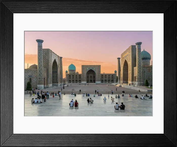 Framed Print : Scenic sunset view over Registan, Samarkand, Uzbekistan Framed Print : Scenic sunset view over Registan, Samarkand, Uzbekistan