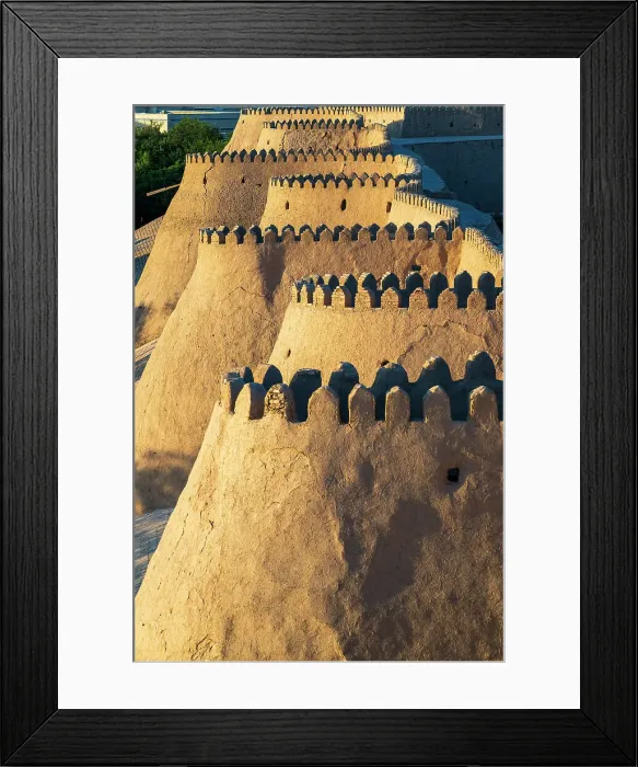 Framed Print : City walls at sunset, Khiva, Uzbekistan