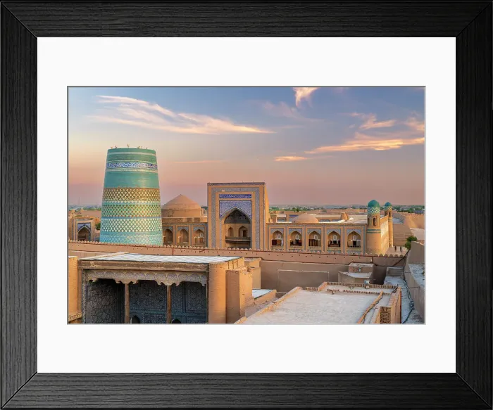 Framed Print : Scenic sunset view of the old town (Itchan Kala), Khiva, Uzbekistan