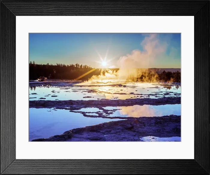 Framed Print : Great Fountain Geyser, Sunset Yellowstone National Park Wyoming, USA Framed Print : Great Fountain Geyser, Sunset Yellowstone National Park Wyoming, USA