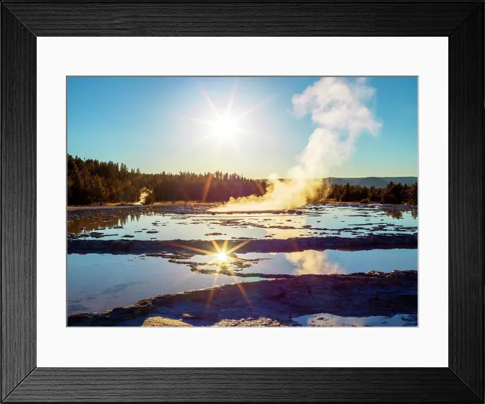 Framed Print : Great Fountain Geyser, Sunset Yellowstone National Park Wyoming, USA