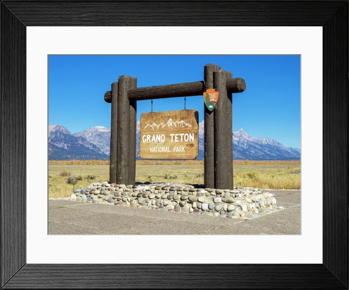 Framed Print : National Park Sign Grand Teton National Park Wyoming, USA