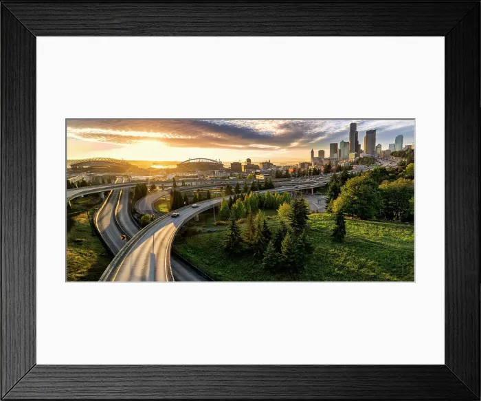 Framed Print : Seattle Skyline at Sunset, Seattle, Washington State, USA Framed Print : Seattle Skyline at Sunset, Seattle, Washington State, USA
