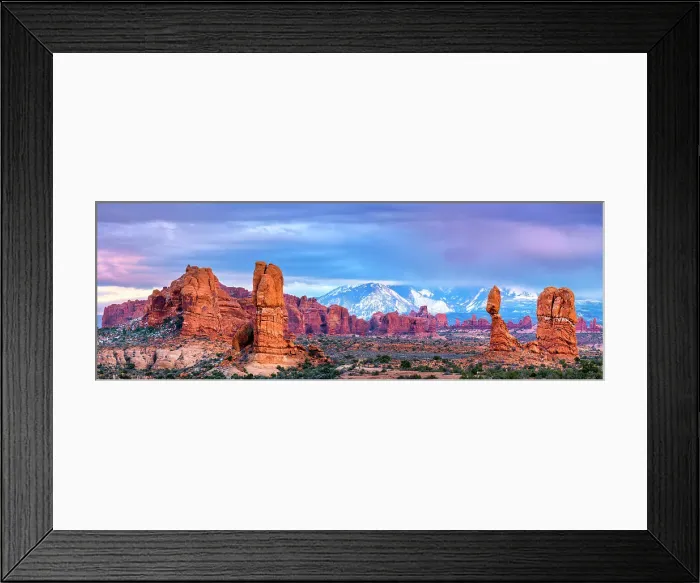Framed Print : Balanced Rock and La Sal Mountains at Sunset Arches National Park, Utah, USA Framed Print : Balanced Rock and La Sal Mountains at Sunset Arches National Park, Utah, USA