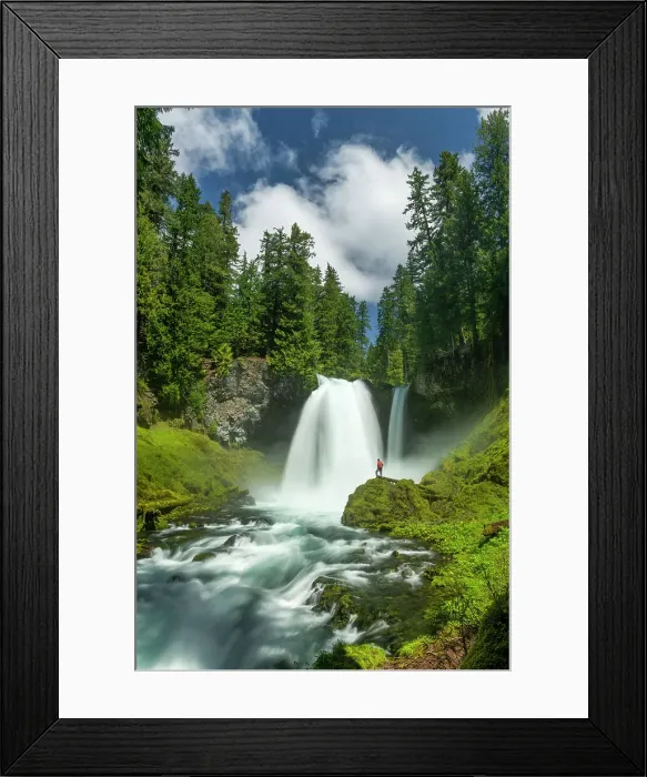 Framed Print : Person Looking at Sahalie Falls, Willamette National Forest, Oregon, USA Framed Print : Person Looking at Sahalie Falls, Willamette National Forest, Oregon, USA