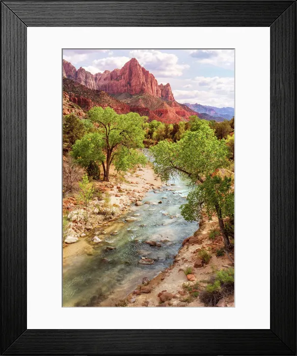 Framed Print : The Watchman Mountain view and the Virgin River, Zion National Park, Utah, USA Framed Print : The Watchman Mountain view and the Virgin River, Zion National Park, Utah, USA