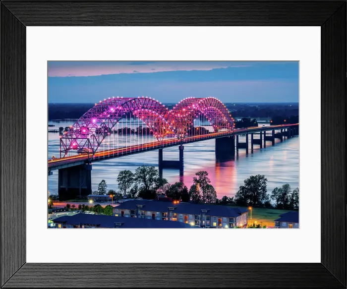 Framed Print : Hernando De Soto Bridge, Mississippi River, Memphis, Tennessee, Shelby County, USA