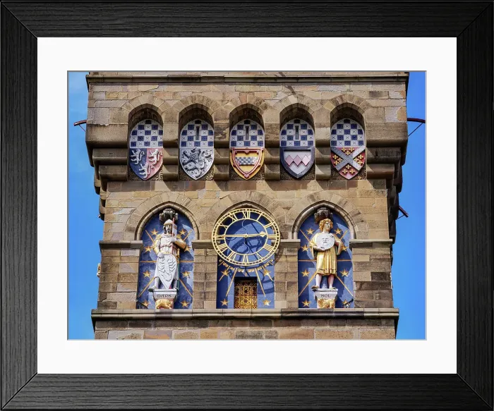 Framed Print : The Clock Tower, detailed view, Cardiff Castle, Cardiff, Wales, United Kingdom