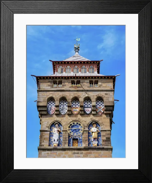 Framed Print : The Clock Tower, detailed view, Cardiff Castle, Cardiff, Wales, United Kingdom Framed Print : The Clock Tower, detailed view, Cardiff Castle, Cardiff, Wales, United Kingdom