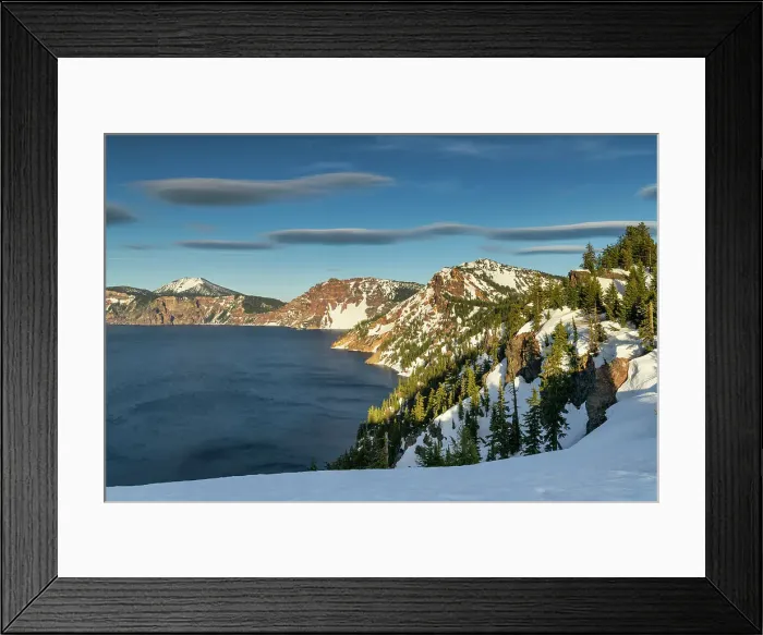 Framed Print : Spring Snow around Crater Lake, Crater Lake National Park, Oregon, USA