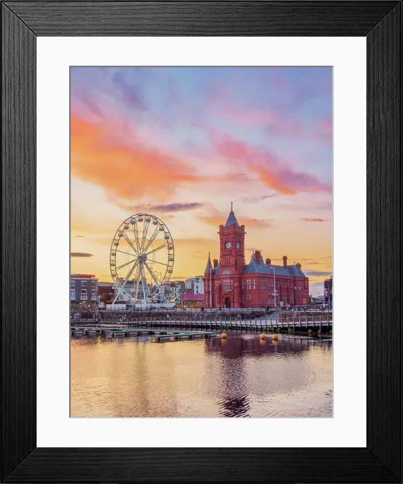 Framed Print : View over Cardiff Bay towards Pierhead Building at sunset, Cardiff, Wales, United Kingdom Framed Print : View over Cardiff Bay towards Pierhead Building at sunset, Cardiff, Wales, United Kingdom
