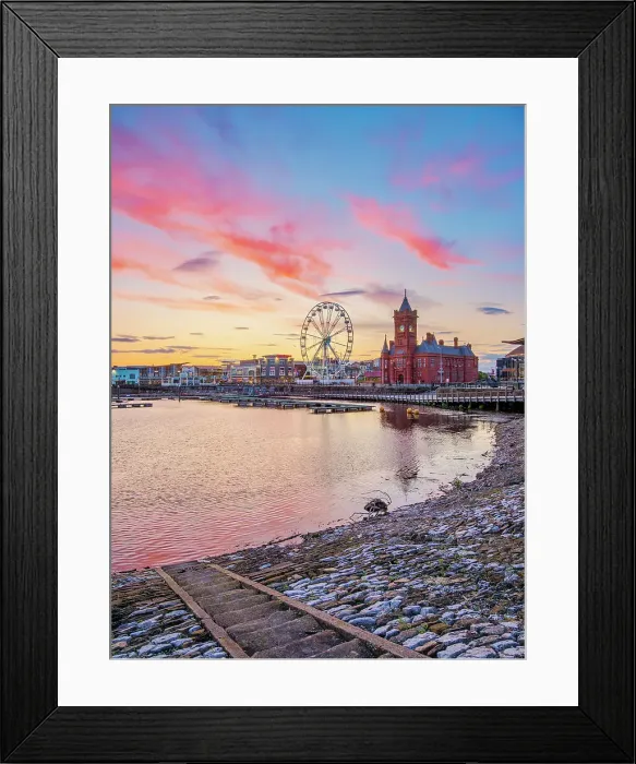 Framed Print : View over Cardiff Bay towards Pierhead Building at sunset, Cardiff, Wales, United Kingdom Framed Print : View over Cardiff Bay towards Pierhead Building at sunset, Cardiff, Wales, United Kingdom