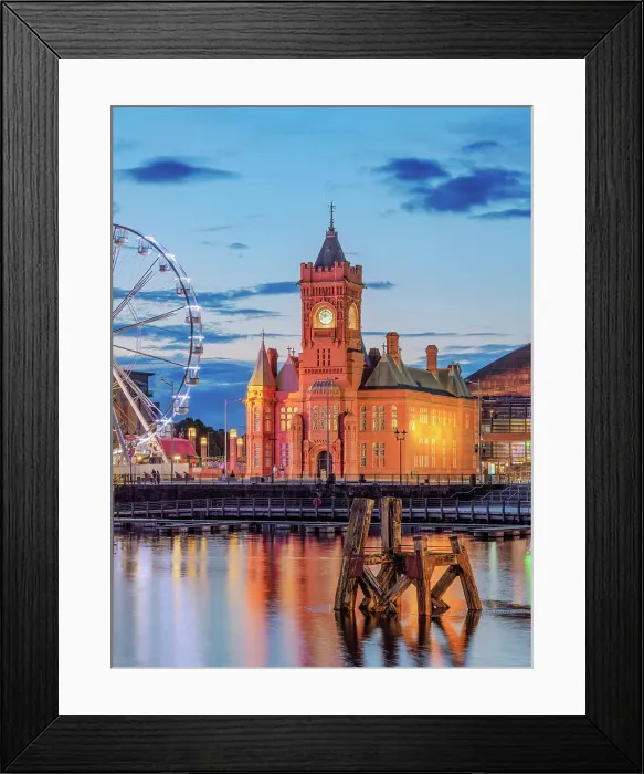 Framed Print : View over Cardiff Bay towards Pierhead Building at dusk, Cardiff, Wales, United Kingdom Framed Print : View over Cardiff Bay towards Pierhead Building at dusk, Cardiff, Wales, United Kingdom