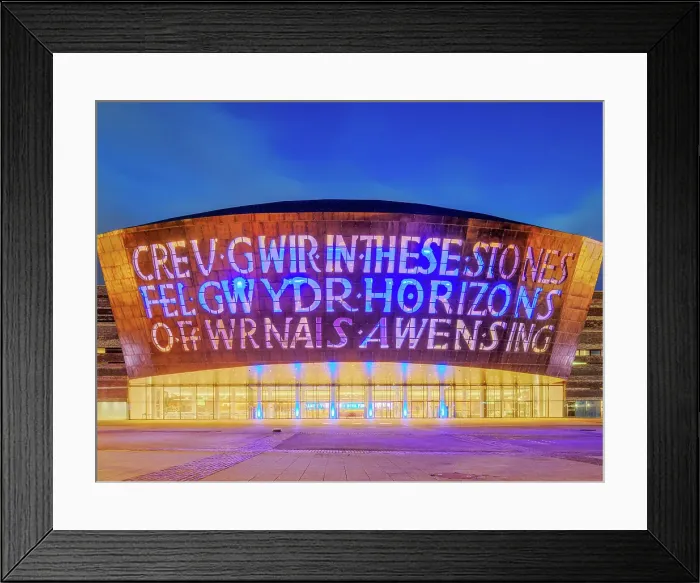 Framed Print : Wales Millennium Centre at dusk, Cardiff, Wales, United Kingdom Framed Print : Wales Millennium Centre at dusk, Cardiff, Wales, United Kingdom