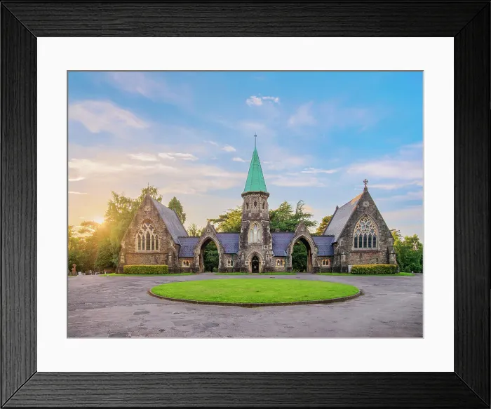 Framed Print : Cathays Cemetery at sunset, Cardiff, Wales, United Kingdom