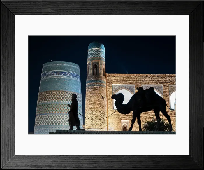 Framed Print : Caravan with drover and camels sculpture, Khiva, Uzbekistan Framed Print : Caravan with drover and camels sculpture, Khiva, Uzbekistan