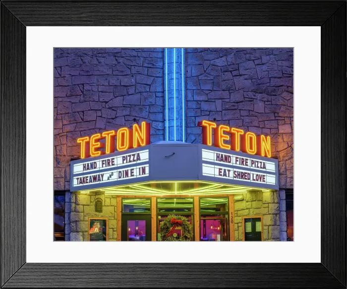 Framed Print : Teton Theatre Neon Sign Jackson Hole, Wyoming, USA Framed Print : Teton Theatre Neon Sign Jackson Hole, Wyoming, USA