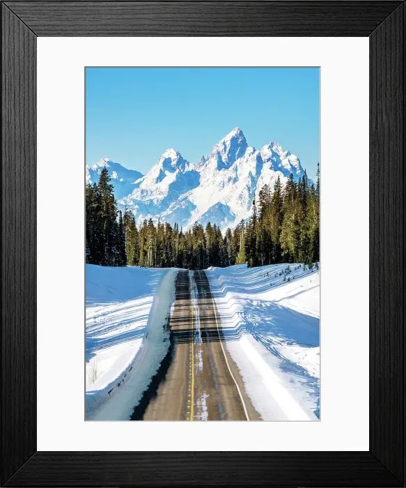 Framed Print : Alpine Road Leading into the Grand Teton Mountain Range Grand Teton National Park, Wyoming, USA