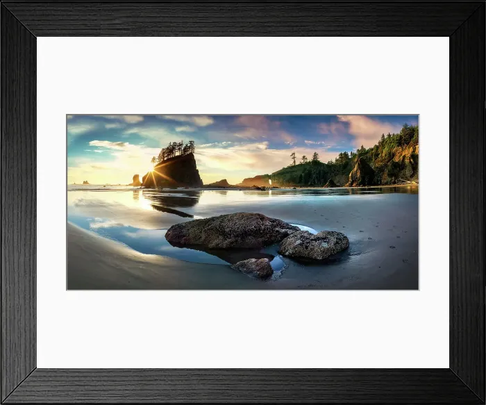 Framed Print : Sea Stacks at Second Beach, sunset, La Push Olympic national Park, Washington State, USA