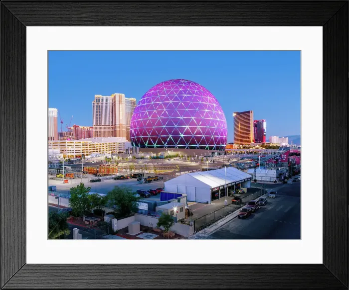Framed Print : The Sphere, Exosphere is nightly used to display art and advertising Aerial View of Skyline, Strip at Night, Las Vegas, Nevada, USA Framed Print : The Sphere, Exosphere is nightly used to display art and advertising Aerial View of Skyline, Strip at Night, Las Vegas, Nevada, USA