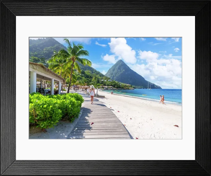 Framed Print : Woman (MR) enjoying Piton Mountain Views at Sugar Beach Soufriere, Saint Lucia Framed Print : Woman (MR) enjoying Piton Mountain Views at Sugar Beach Soufriere, Saint Lucia