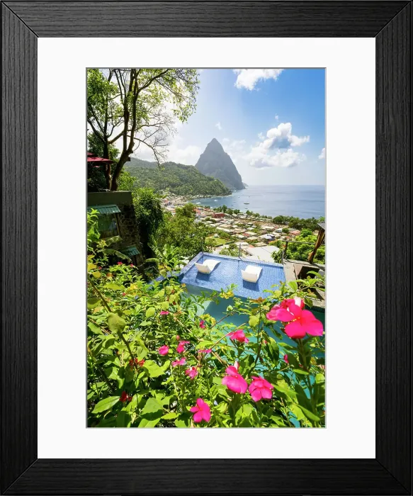 Framed Print : Piton Mountain Views from Green Fig Resort Soufriere, Saint Lucia Framed Print : Piton Mountain Views from Green Fig Resort Soufriere, Saint Lucia
