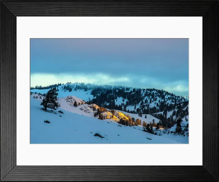 Framed Print : Winter sunrise, Yellowstone National Park, Wyoming, USA