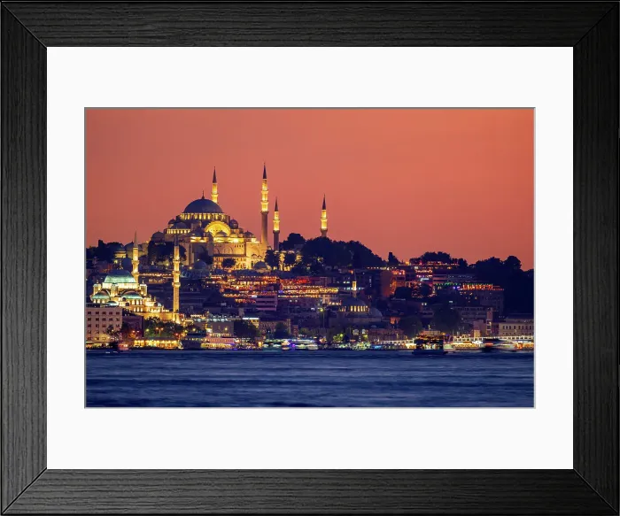 Framed Print : City skyline with Suleymaniye Mosque, Istanbul, Turkey Framed Print : City skyline with Suleymaniye Mosque, Istanbul, Turkey