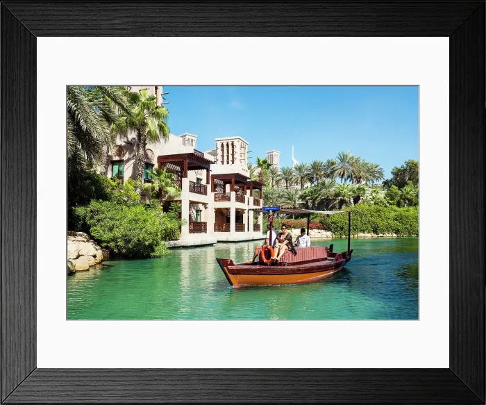 Framed Print : Hotel Boat Shuttle Madinat Jumeirah Dubai, United Arab Emirates Framed Print : Hotel Boat Shuttle Madinat Jumeirah Dubai, United Arab Emirates