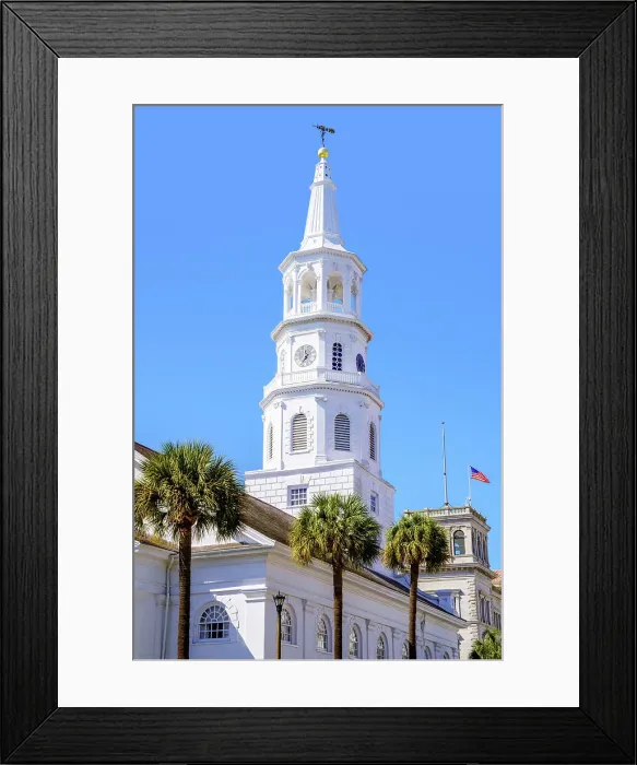 Framed Print : St.Michaels Church, Broad Street, French Quarter, Picturesque Scene, Charleston, South Carolina, USA