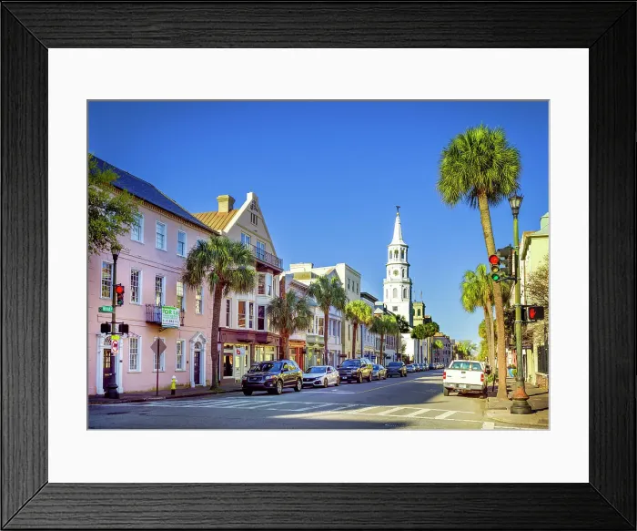 Framed Print : St.Michaels Church, Broad Street, French Quarter, Picturesque Scene, Charleston, South Carolina, USA