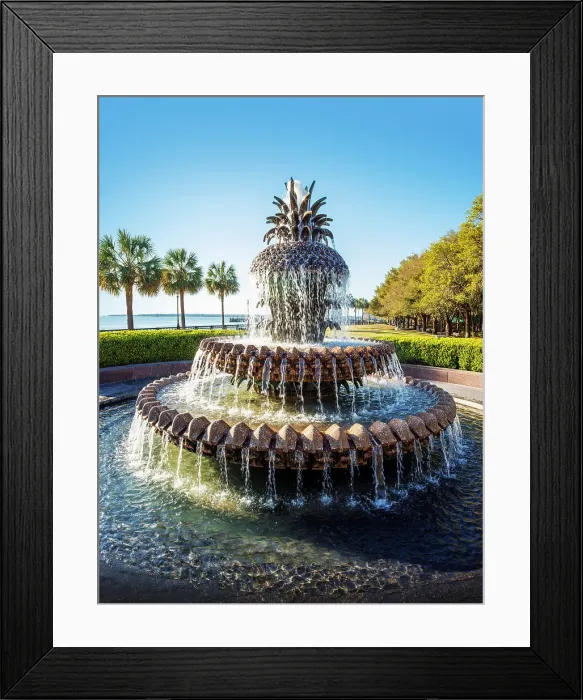 Framed Print : Multi-layered, pineapple-shaped fountain facing the waterfront, popular for photos. Located in: Joe Riley Waterfront Park Charleston, South Carolina, USA Framed Print : Multi-layered, pineapple-shaped fountain facing the waterfront, popular for photos. Located in: Joe Riley Waterfront Park Charleston, South Carolina, USA