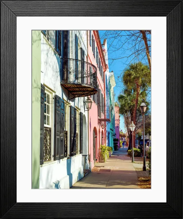 Framed Print : Rainbow Row, East Bay Street, Historic colorful Homes Charleston, South Carolina, USA Framed Print : Rainbow Row, East Bay Street, Historic colorful Homes Charleston, South Carolina, USA