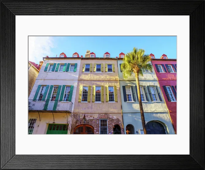 Framed Print : Typical colorful Historic Homes in the French Quarter Charleston, South Carolina, USA Framed Print : Typical colorful Historic Homes in the French Quarter Charleston, South Carolina, USA