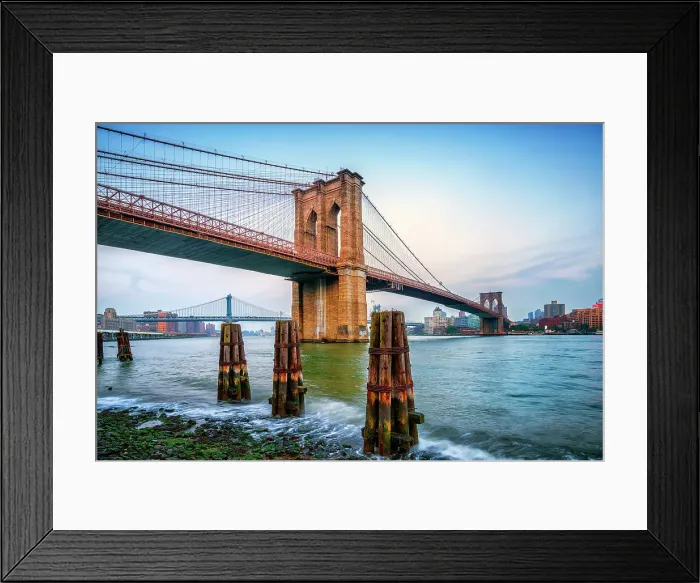 Framed Print : Brooklyn Bridge and Manhtatten, Manhattan New York City, New York, USA